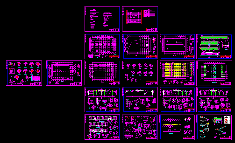 带天窗门刚(含女儿墙)钢结构厂房结构设计图纸