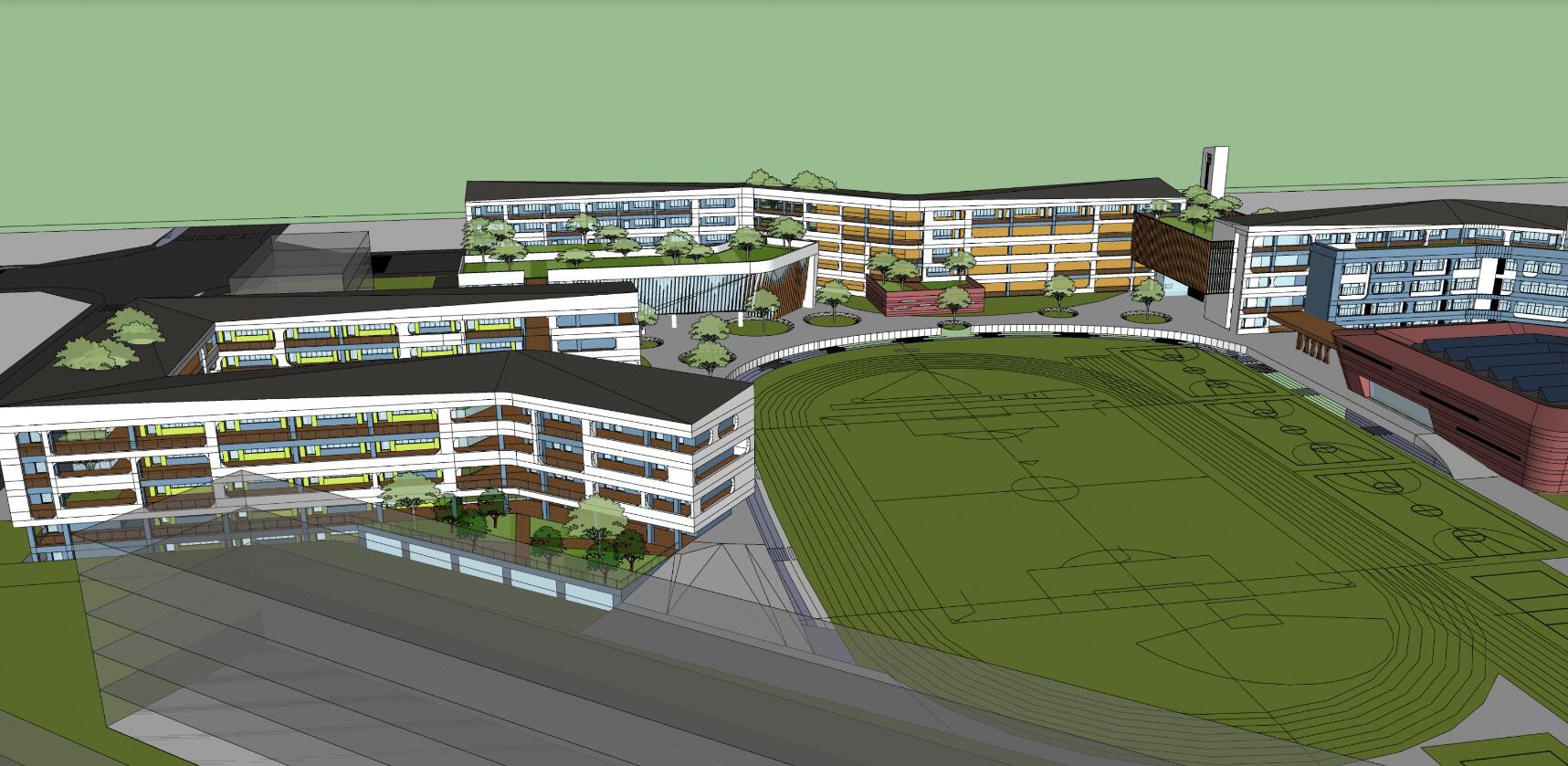 某市丹霞初级中学规范方案SU模型下载