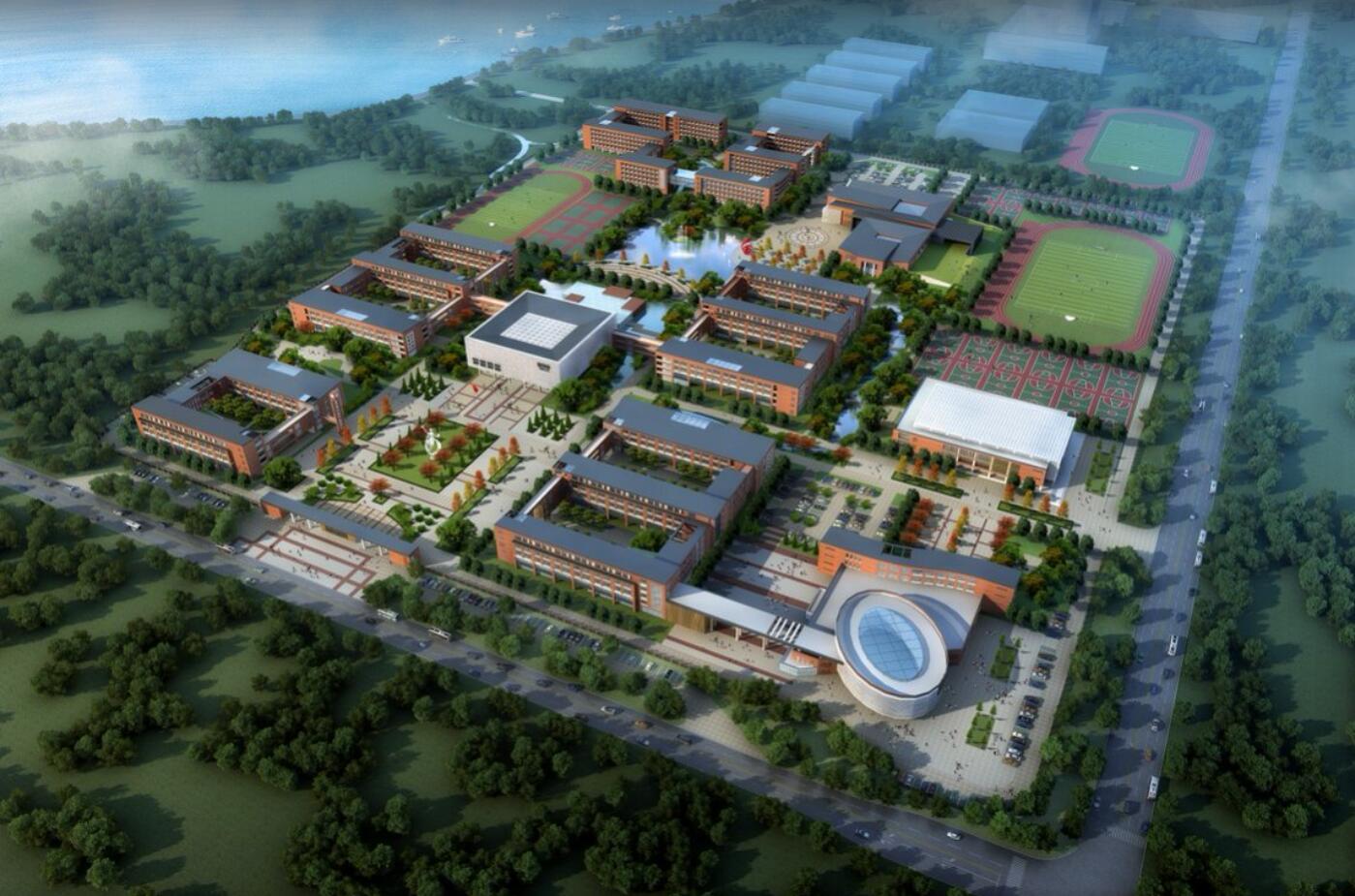 某地原创欧式九年一贯制中学SU模型下载